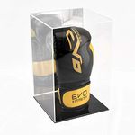 Boxing Glove Display Case - Single Portrait Black Base (With Mirror)