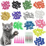 YMCCOOL 100pcs Cat Nail Caps/Tips Pet Cat Paw Cap Kitten Covers Control Paws of 10 Nails Caps and 5Pcs Adhesive Glue 5 Applicator