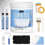 DWIL Tub Paint, Tub and Tile Refinishing Kit 35oz with Tools and 2 Grout Pen, Black Bathtub Paint Water Based &Low Odor, Easy to Use Sink Paint for Bathroom Kitchen, Semi-Gloss Black, 50-55sq.ft