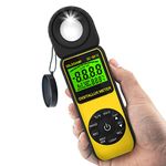 Light Meter Handheld Digital Illuminance Meter Ambient Temperature Measurer, Range up to 300,000 Lux, Luxmeter Measuring MAX/MIN Lux Relative Value, 270° Rotatable Light Measurement Tool, Res 0.1Lux