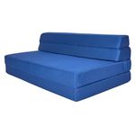 SAPPHIRE 12 cm Tri-Fold Foam Folding Mattress and Z Bed Sofa for Guests or Floor Mattress (Double Navy)