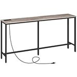 MAHANCRIS Narrow Console Table, 63" Long Narrow Sofa Table, Industrial Entryway Table with USB Ports, Behind Couch Table for Entryway, Hallway, Foyer, Living Room, Bedroom CTHG16E01Z1