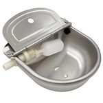 MasXirch Automatic Dog Waterer Bowl, Stainless Steel Livestock Water Trough Bowl with Drain Plug and Float Valve for Dog Cattle Pig Goat Sheep