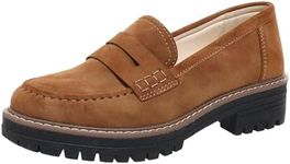 Womens Loafers Shoes Platform Chunky Penny Loafer Lug Sole Comfortable Slip On Work Office Business Casual Dress Shoes, US Size 5-11, Brown, 8.5