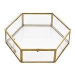 SUMTree Jewelry Decorative Box Glass Trinket Makeup Organizer Gift Box Jewelry Display Holder for Earrings,Necklaces,Rings (golden,extra large)