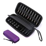 Hipiwe EVA Essential Oils Carrying Case Organizer for 20 Bottles 5ml 10ml Standard and Rollers Bottles Portable Hard Shell Essential Oils Travel Bag Holder for Essential Oils Bottle Storage (Purple)