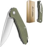 FLISSA Pocket Knife, Folding Tactical Knife with G10 Handle, D2 Blade, Liner Lock, Pocket Clip, EDC Knife for Hiking, Camping, Survival, Indoor and Outdoor Activities(Green)