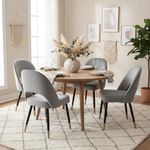 LukeAlon Classic Velvet Dining Chairs Set of 4, Upholstered Open Back Kitchen Chairs with Metal Legs Armless Side Chairs Mid Century Dining Chair for Dining Room, Grey