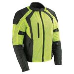 Milwaukee Leather MPL2793 High Vis Green with Black Armored Textile Motorcycle Jacket for Women - All Season Mesh Jacket - Medium