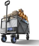 e-Wagon Air Electric Wagon Cart, 300LB Capacity Foldable Wagon with Dual Motor, 9-Mile Range & Swappable Battery, 3-Second Collapsible Utility Cart for Camping, Garden, Slate Gray