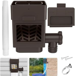 WADEO Rainwater Collection System, Downspout Diverter Fits for 2"x 3" or 3"x 4" Residential Downspouts, Rain Barrel Diverter Kit with Adjustable Valve and Filter, 5FT Hose, Brown