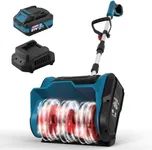 Giosuan Cordless Snow Shovel Rake, 21V 12-Inch Brushless Snow Blower with 4.0Ah Battery & Fast Charger, 20FT Throw Distance, Compact Design, Adjustable Front Handle, for Driveway/Sidewalk – Blue