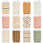 Whaline 12Pcs Beer Can Sleeves 12oz Boho Themed Can Cooler Covers Neoprene Insulated Beer Caddies Reusable Thermocoolers for Beverages Cans Bottles Decor Party Favors