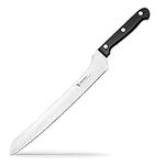 HUMBEE, 10 inch Offset Bread Knife Serrated Knife Wave Edge Blade