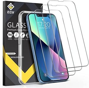 EGV 3 Pack Screen Protector for iPhone 13/ iPhone 14/ iPhone 13 Pro 6.1 inch, Tempered Glass HD Screen, Scratch Resistant Film, Easy Installation