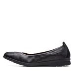 Clarks womens Jenette Ease Ballet Flat, Black Leat, 8.5 Wide US