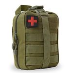 BITUOR Tactical First Aid Pouch, Emergency Survival First Responder Medic Bag, Tactical MOLLE Pouch, Emt First Aid Carry Bag Suitable for Outdoor Hiking Camping Climbing Traveling Cycling (Army Green)