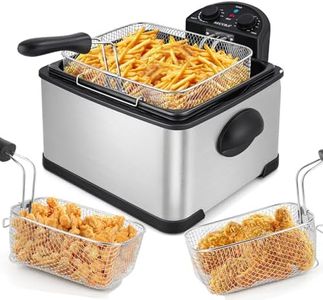 Secura 1700-Watt Stainless-Steel Triple Basket Electric Deep Fryer with Timer Free Extra Odor Filter, 4L/17-Cup,Silver