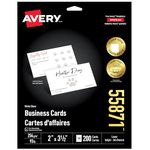 Avery Clean Edge Business Cards for Laser Printers, 2" x 3.5", White, Matte Coated, 200 Cards, Rectangle (55871)