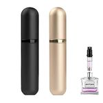 Perfume Travel Refillable Bottle Atomizer - 2-Pack 5ML ANTOKX Perfume Atomizer, Luxury Leakproof Portable Perfume Sprayer for Women and Men (Black & Gold)