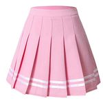 Hoerev Women Girls Short High Waist Pleated Skater Tennis School Skirt