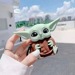 Meyaar Cute Silicone Case Cover with Keychain, 360° Protective Case Compatible with Apple Airpods 2 &1 (Yoda)