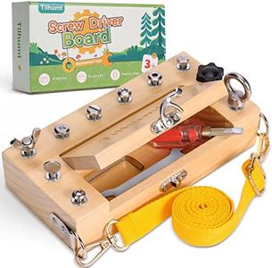 Tilhumt Montessori Screwdriver Board Set - Portable Screwdriver Toy Set for 3-5 Toddlers for Travel with Carry Strap & Storage Box, Kids Nut/Bolt Montessori Educational Tools
