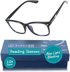 Sleep ZM 45% Blue Light Blocking Reading Glasses + Foldable Hard Case - 2.0 Magnification Readers - for Women and Men