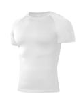 Niksa 1Pack Gym T Shirts Men Compression Shirt Breathable Active Wear Muscle Fit Running Top Quick Dry Base Layers Tights Clothes for Sports, White,M