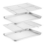 Baking Sheet with Rack Set, Yododo Set of 4 (2 Sheets + 2 Racks), Stainless Steel Cookie Sheet Baking Pan Tray with Cooling Rack, Non Toxic & Heavy Duty & Easy Clean - Size of 17½ inch