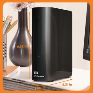 WD 8TB Elements External Hard Drive – USB 3.0 Desktop Storage, Black
