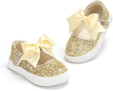 THEE BRON Toddler Shoes Girls Glitter Fashion Sneakers Sparkly Sequin Casual Shoes(AS404 Toddler,Gold/8M)