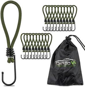 CargoVA® - 20 élastiques de Tension avec Crochet et Poche Pratique - Crochets d'extenseur pour bâches et Filets Vert Olive - Longueur 15cm [20 pièces]