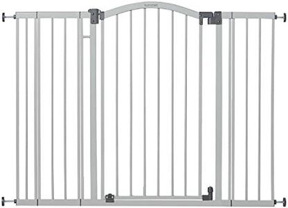 Summer Extra Tall & Wide Safety Pet and Baby Gate, 29.5"-53" Wide, 38" Tall, Pressure or Hardware Mounted, Install on Wall or Banister in Doorway or Stairway, Auto Close Walk-Thru Door - Gray