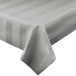 Luxury Table Protector Pad, 2 in 1 Table pad + Great Looking Tablecloth - Heat Resistant, Spill & Stain Proof - Flannel Backing (54x72, Silver - Silk Stripe)