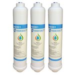 Aqua Quality Water Filter, In Line, 3 Pack - Also Suitable for Fridge, Under Sink, Plumbed in Water Cooler, NSF/ANSI 42 Certified