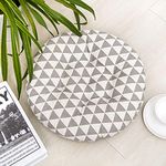 The Purple Tree Cotton Printed Round Chair Cushion Chair Pad (Pack of 1, 40X40 Cm) Outdoor Patio Chair Cushion, Quilted Chair Cushion (Grey And White)
