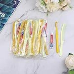 200 Pack Yellow Disposable Toothbrushes with Toothpaste and Comb Set,10g Toothpaste,7inch Hair Comb,Individually Wrapped Disposable Travel Hotel Toothbrush Set for Homeless,Airbnb,Hotel,Charity