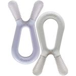 ZoLi Bunny Dual nub teether, 2 Pack Baby Teething Relief, Soft and Textured - lilac/ash