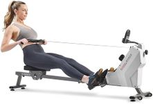 Sunny Health & Fitness Compact Folding Magnetic Rowing Machine with 43 Inch Slide Rail, 285 LB Max Weight, Synergy Power Motion, Optional Smart Exclusive SunnyFit® App Enhanced Bluetooth Connectivity