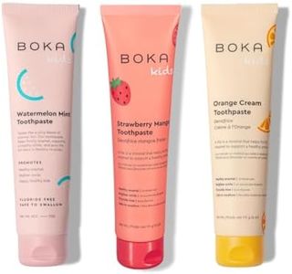 Boka Fluoride Free Toothpaste - Nano Hydroxyapatite, Remineralizing & Whitening - Dentist Recommended for Adult, Kids - Orange Cream, Watermelon Mint, Strawberry Mango Natural Flavor, 4oz 3Pk