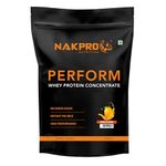 NAKPRO Perform Whey Protein Concentrate 1kg Mango | 24g Protein, 5.3g BCAA | Trustified Certified 100% Authentic Supplement Powder & No Adulteration | Fast Absorbing Whey Protein Powder