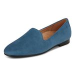 Vionic Womens North Willa Comfort Flats- Supportive Walking Shoes for Heel Pain, Plantar Fasciitis with an Arch Support Dark Teal Suede 6.5 Wide, Dark Teal Suede, 6.5 Wide