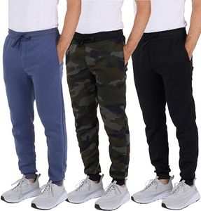 Real Essentials Big & Tall King Size Mens Joggers Sweatpants Fleece Pants Sweat Clothing Pockets Baggy Elastic Cuffed Workout Bottom Athletic Soft Warm Winter Gym Active, Set 7, 5X Tall, Pack of 3