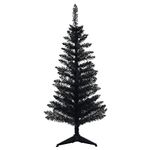 Maylaviu 4ft Black Artificial Christmas Tree，Halloween Decoration Tree Xmas Pine Tree with PVC Leg Stand Base Holiday Decoration for Indoor and Outdoor