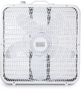 BLACK+DECKER Box Fan with 3 Speed Settings, 20” Box Fan with Carrying Handle, Rotary Knob and Recessed Cord Storage, Portable Fan and Cooling Fan for Home, Office, Garage, Basement & More