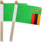 TSMD Zambia Stick Flag Zambian Small Mini Hand Held Flags,5x8 Inch,12 Pack