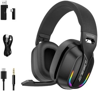 MZYMI 2.4GHz Wireless Gaming Headset for PC, PS5, PS4, Switch - Bluetooth 5.4, 20H Battery, with ENC Noise Canceling Microphone, Cool Lighting, 40mm Drivers,for Wired Mode Xbox Series -Black