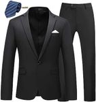 MOGU Mens Slim Fit 2 Piece Suit One Button Notch Lapel Tuxedo for Prom (Suit Jacket + Pants), Black, 36