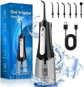 Water Flosser for Teeth Cordless, Portable Oral Irrigator with 5 Modes, IPX8 Waterproof & 300ML Water Tank, 30-180 PSI Deep Clean, USB Rechargeable Dental Tooth Cleaner with 6 Jet Tips